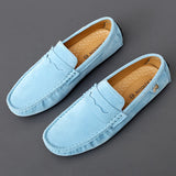 Men's Women Leather Designer Casual Shoes Luxury Loafers Driving Footwear MartLion 2232-1 Light Blue 7 