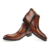 Luxury Men's Chelsea Leather Boots Zip Vintage Social Shoes Cool Type Handmade Genuine MartLion   