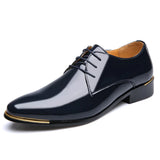 Luxury Men's Shoes Oxford Patent Leather White Wedding Black Leather Soft Dress Formal MartLion Blue 38 