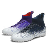 Football Boots Men's Kids Boys Original Soccer Shoes Sneakers Cleats Futsal MartLion 3000 TF purple blue 31 