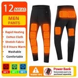Zone 28 Heated  Winter Men's Heated Suit Underwear Motorcycle USB Electric Powered Thermal Heating Motorcycle Pants Men Skiing MartLion 12 man BK-KZ S 