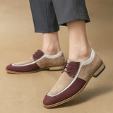 Men's Party Casual Shoes British Pointed-toe Leather Lace-Up Dress Office Wedding Oxfords Flats MartLion   