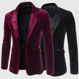Men's Mercerized Corduroy Slim Fit Small Suit One Piece Single Breasted Suit blazers MartLion wine red M 