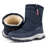 Warm Winter Plush Snow Boots Men's Women Outdoor Winter Waterproof Cotton Shoes Wear Resistant And Anti Slip Ankle MartLion 2002-Blue 36 