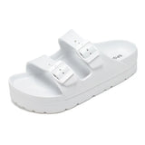 Women's Platform Sandals Summer Slippers Non-slip Beach Summer Flip-flops Adjustable Buckle MartLion White1 38 CHINA