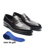 Luxury Slip-On Dress Shoes Men's Genuine Leather Penny Loafer Wedding Party Formal Footwear MartLion Coffee EUR 42 