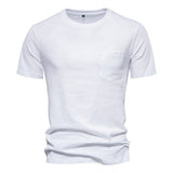 Outdoor Casual T-shirt Men's Pure Cotton Breathable Knitted Short Sleeve Solid Color Mart Lion White EU size M 
