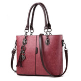 Luxury Handbags Women Bags Designer Big Crossbody Solid Shoulder Leather Handbag Sac Bolsa Feminina Mart Lion Dark Red  