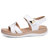 Summer Leather Open Toe Women Sandals Trendy Buckle Flat Sole Woman Shoes Outdoor Casual Ladies Beach MartLion   