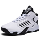 Non-slip Basketball Shoes Men's Air Shock Outdoor Trainers Light Sneakers Young Teenagers High Boots Basket Mart Lion White and black 38 