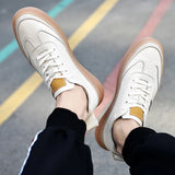 Women Men's Designer Cowhide Leather + Oxford Designer Platform Sneakers Luxury Casual White Flats Shoes MartLion   