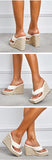  Liyke Green Corduroy Narrow Band 13.5CM Wedges Heels Slippers Female Open Toe Platform Sandals Women Summer Dress Shoes Mart Lion - Mart Lion