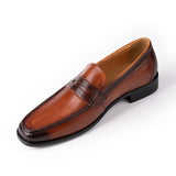Men's Casual Leather Shoes High-end Hand Suture Slip-On Wedding Party Dress Loafers Brown MartLion brown 39 