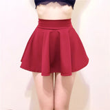 Women's Basic Skirt  Mini Pleated Skirt Red Black Waist Short Skirt Without Lining MartLion   