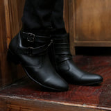 Leather Chelsea Boots Men White Dress Boots Men Casual High top Buckle Strap Formal Shoes Men Motorcycle Boots MartLion