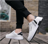 Men's Sneakers Casual Sports White Tenis Masculino Lace-Up Moccasin Trendy Flats Shoes Running Walking Mart Lion   