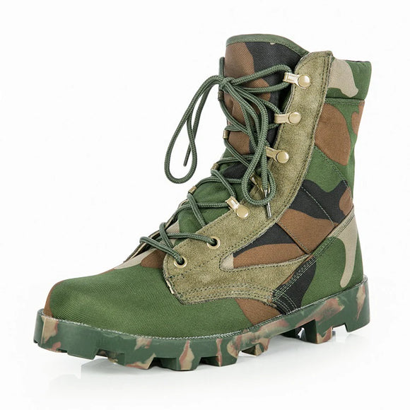 Tactical Military Boots Men's Combat Ankle Boots Green Camouflage Jungle Hiking Hunting Shoes Work Militares MartLion Woodland Camo 38 