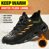 Winter Safety Shoes Men's Rotatory Button Steel Toe Sneakers Puncture Proof Work Light Safety Boots MartLion   