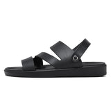 Gladiator Platform Summer Sandals Shoes for Men's Black Casual Beach Leather Flip Flops Ankle MartLion 626- 43 