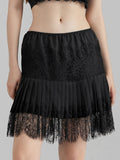 Summer Mid-Rise Lace Patchwork Mini Skirts Women's Pleated A-Line Casual Short Skirts MartLion   