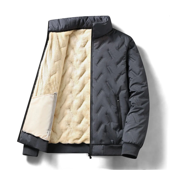  Autumn Winter Jacket Men's Lambswool Warm Thicken Waterproof Jogging Casual Coat Loose Grey Parke MartLion - Mart Lion