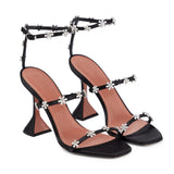 Luxury Crystal Flowers Women Sandals Ankle Strap Buckle High heels Gladiator sandals Elegant Summer Wedding Prom Shoes MartLion   