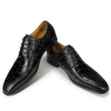 Luxury Derby Shoes Men's Genuine Leather Wedding Dress Classic Casual Crocodile Pattern MartLion black 39 