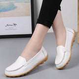 Genuine Leather Shoes Woman Soft Boat Flats Ladies Loafers Non-Slip Sturdy Sole MartLion   