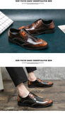 Brown Brogue Men's Formal Shoes Pointed Leather Wedding Party Lace-up zapatos hombre MartLion   