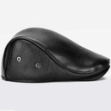 Men's outdoor leather hat winter Berets warm Ear protection cap 100% genuine dad hat Leisure MartLion   