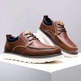 Men Leather Shoes Business Casual Shoes Flat Sole Casual Shoes Shock-Absorbing Footwear Wear-Resistant MartLion   