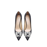 Pointed Toe Shallow Square Buckle Rhinestone Stiletto Pumps Women's Shoes MartLion   