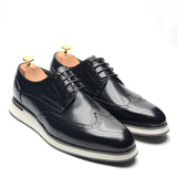 Design Men's Semi-Brogue Derby Shoes Real Cow Leather Handmade Wingtip Sneaker Oxfords Lace-up Stuff Footwear MartLion   