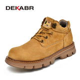 Men's Boots Genuine Leather Soft Sole Autumn Winter Ankle Boots Classical Outdoor Casual Shoes MartLion Yellow 6.5 