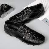 Crocodile Pattern Men's Loafers Genuine Leather Casual Shoes Moccasins Octopus Shape Boat Footwear Mart Lion   