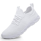 Women Flats Shoes Breathable Mesh Platform Sneakers Slip on Soft Ladies Casual Knit Sock Flats Mart Lion White 36 