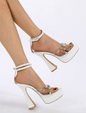 Liyke Summer 13.5CM Sandals Ladies Crystal Rivet PVC Transparent Open Toe Platform High Heels Women Party Stripper Shoes Mart Lion   
