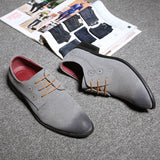 Men's Casual Shoes Lace-up Suede Leather Light Driving Flats Classic Retro Oxfords Mart Lion Gray 38 China