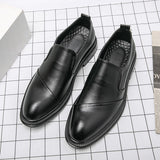 Slip On Dress Shoes Men's Formal Loafers Soft Split Leather Thick Sole Casual Footwear Mart Lion   