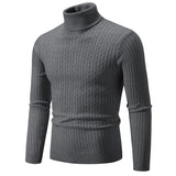 15 Colors Autumn and Winter Men's Warm High Neck Solid Elastic Knit Bottom Pullover Sweater Harajuku MartLion Dark Grey M 