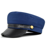 Vintage Military Beret Hats for Women Hat Men's Cap Leather Cap Autumn Winter Warm British Style Outdoor Travel Flat Peaked MartLion blue 56-58cm 