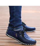 Men's Leather Shoes Autumn Casual Breathable Light Weight White Sneakers Driving Pointed Mart Lion   