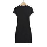 Mini Dresses Short Sleeve Crewneck Summer Bodycon Dress for Women frock MartLion   