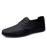 Leather Men's Shoes Formal Moccasins Breathable Driving Black MartLion Black 38 