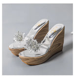 Summer diamond flower wedge sandals transparent sponge platform platform slippers women high heels MartLion   