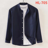 Spring and Autumn Pure Cotton Stand Collar Oxford Spun Long Sleeve Shirt Casual No-Iron Men's Clothing MartLion HL-705 44 