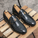 Men's Casual Shoes Autumn Leather Loafers Office Driving Moccasins Slip on Party MartLion Black-2 6 