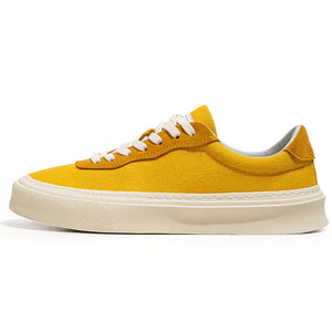 Men's Platform Canvas Shoes Spring Summer Low top Casual Sneakers Vulcanized Hombre MartLion Yellow  HK201 42 