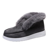 Ladies Ankle Boots Women Winter Warm Plush Fur Snow Suede Leather Shoes Ladies Slip on Female Footwear Mart Lion   