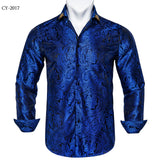 camisa masculina Black Men's Long Sleeves Floral Shirt with Collar Pin Turn-Down Collar Slim Blouse Party Four Season MartLion   